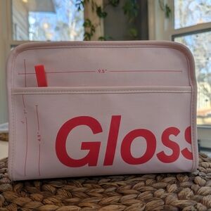Glossier Pink and Red Makeup Bag